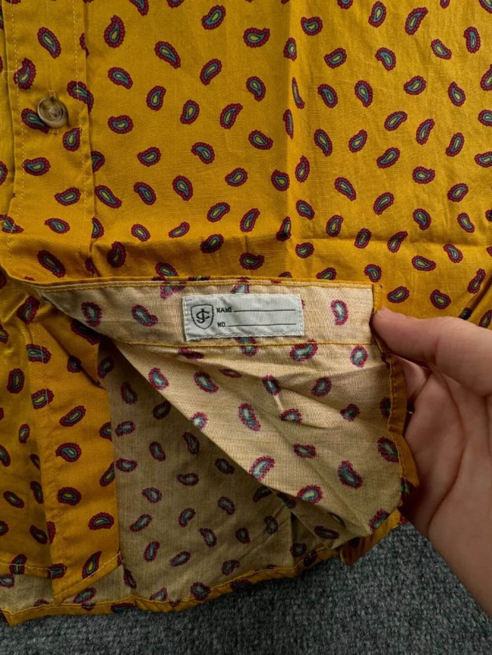 NWT J. Crew Men Yellow Red Paisley Long Sleeve Button Up Shirt Medium Classic
